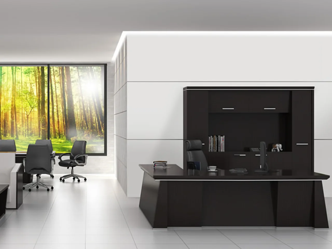 Qianglong executive office furniture installed in a finished private office